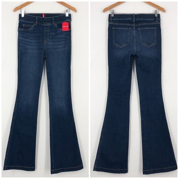 Spanx Flare Jean Stretch Pull On Comfort Shaping Midnight Shade Blue Size Small - Picture 1 of 15